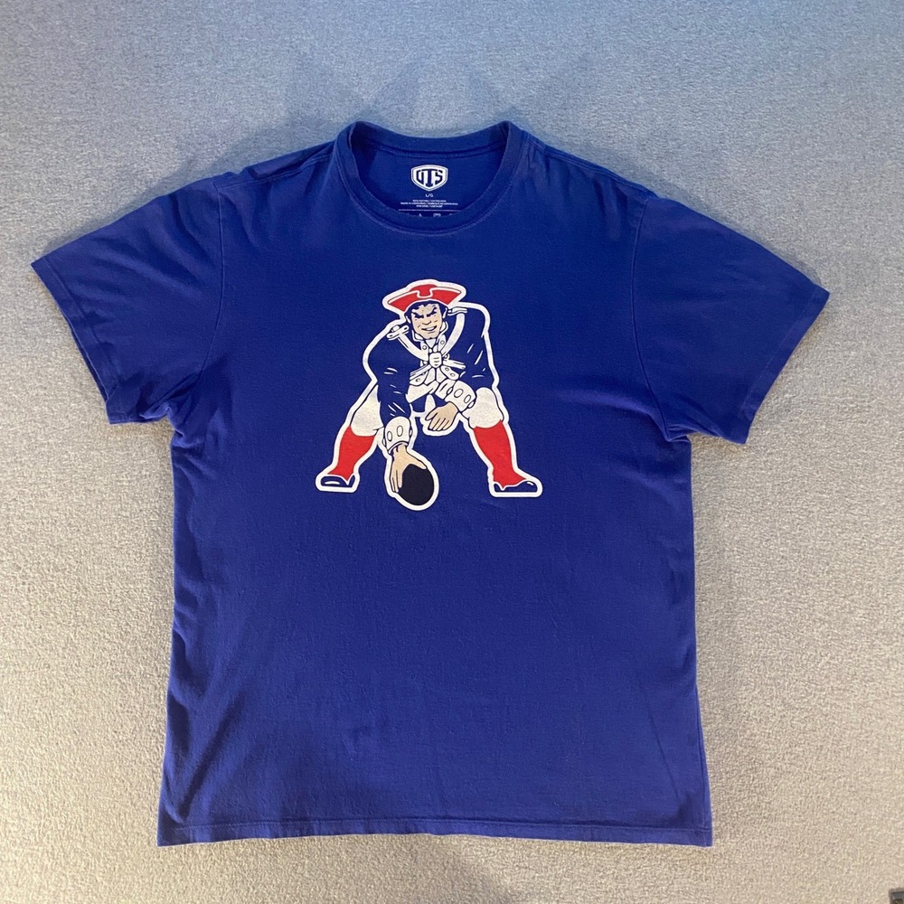 GTS New England Patriots Pat Patriot Vintage Graphic T-Shirt Blue Mens Large